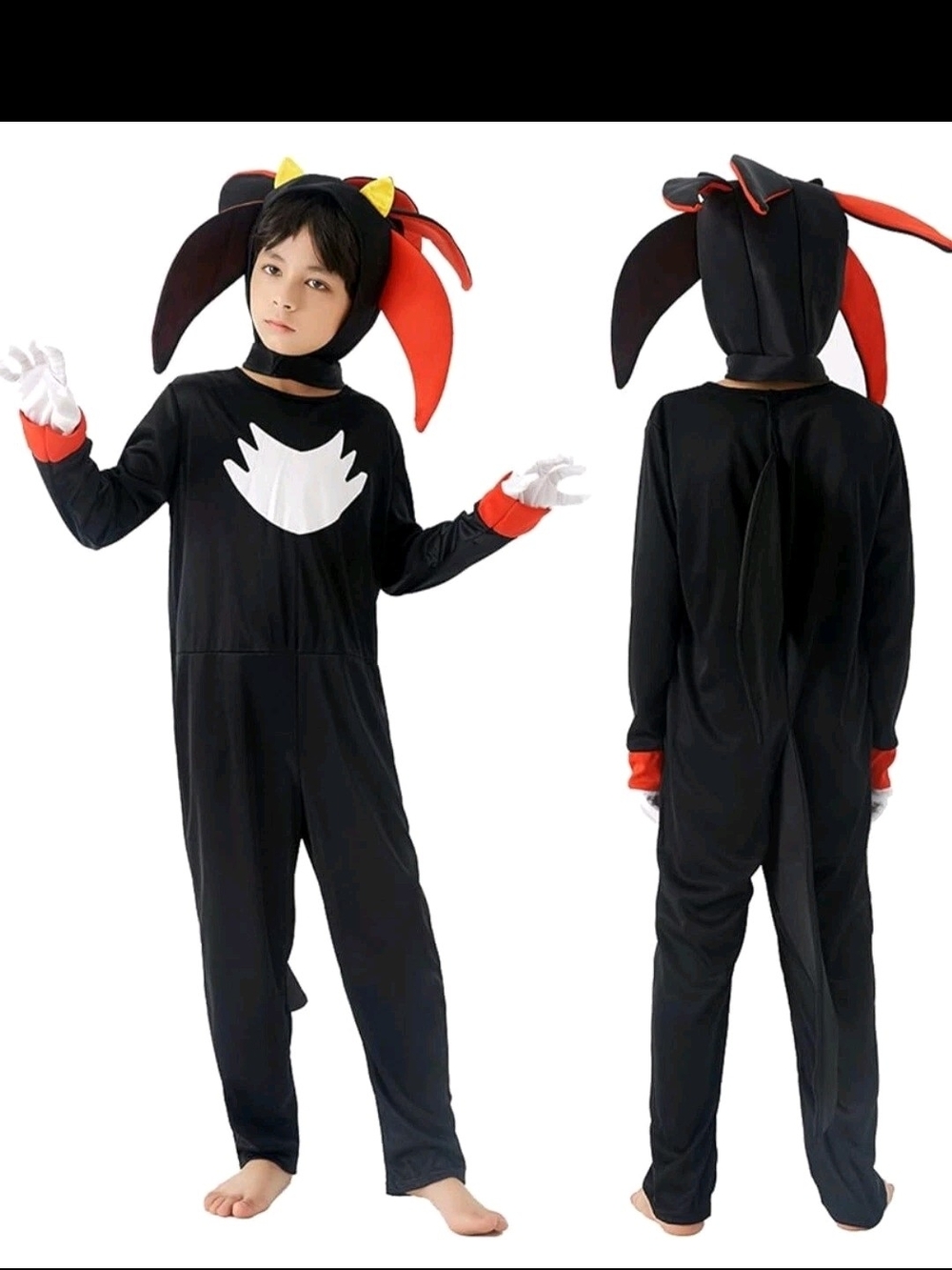 Kids Black and Red Cartoon Hedgehog Costume - Halloween